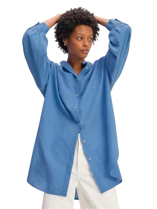 Everlane Tops - NWT Everlane Gauze Oversized Button Up Shirt Blue Opal Womens Size Large / XL